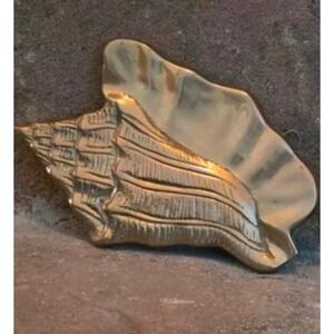 Vintage Solid Brass Conch Shell Wall Hanging Decor Nautical Costal cottage Korea
